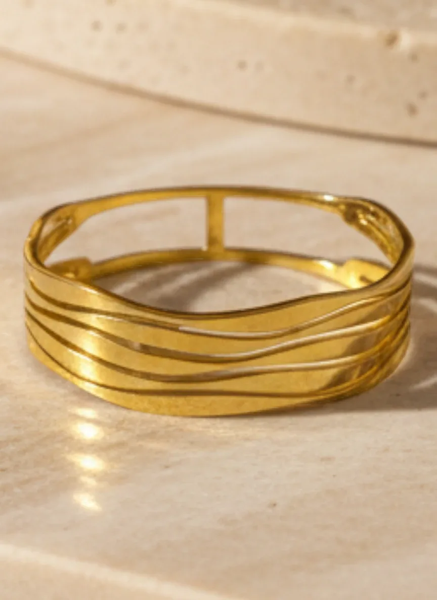 Gold-Tone Wavy Line Bracelet