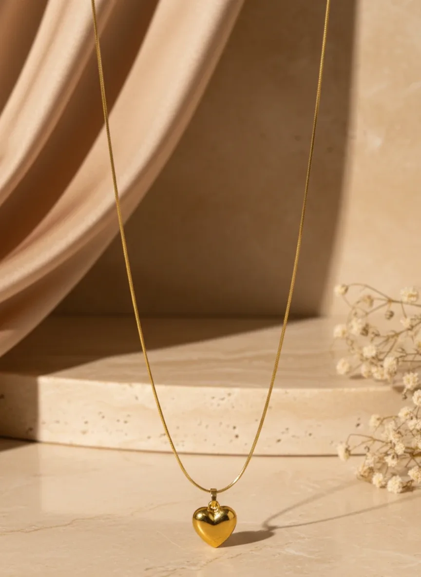 Gold-Tone Heart Pendant Necklace