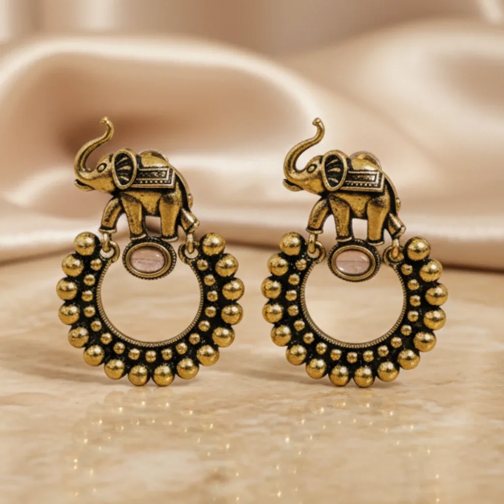 Elephant Motif Traditional Earrings