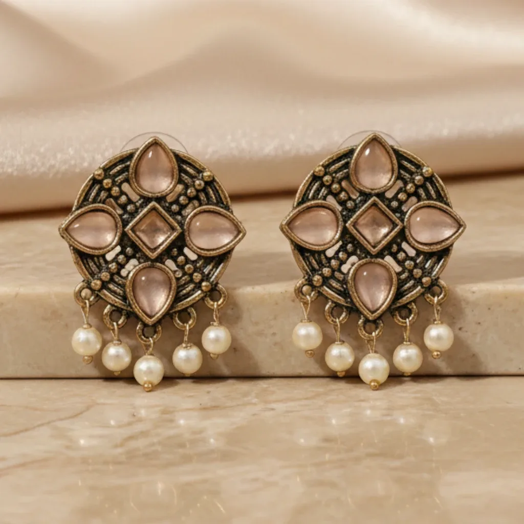 Traditional Gold-Tone Teardrop Drop Earrings